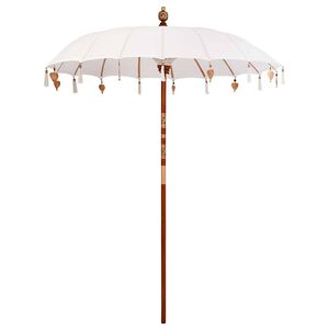vidaXL Balinese Parasol Cream (180-190) x 260 cm Cotton and solid wood