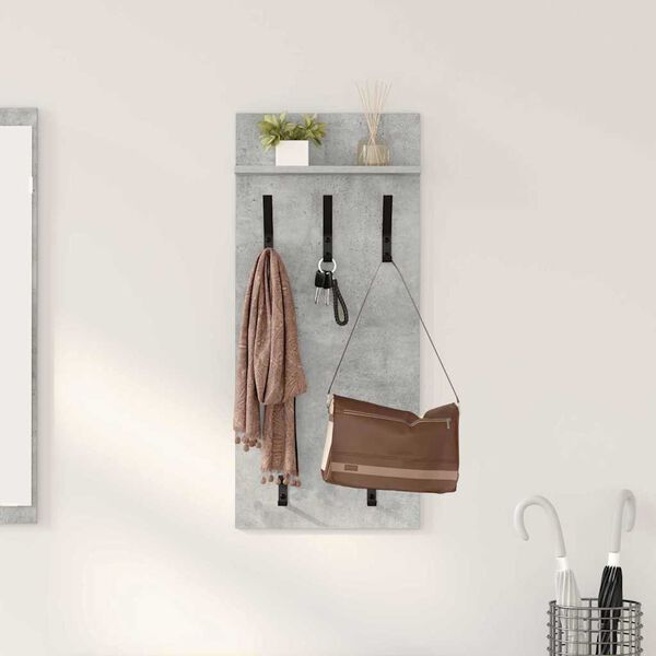 vidaXL Wall-Mounted Coat Rack with Shelf Concrete Grey 40 x 10 x 90 cm