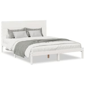 vidaXL Extra Long Bed Frame without Mattress White 140x210 cm Solid Wood