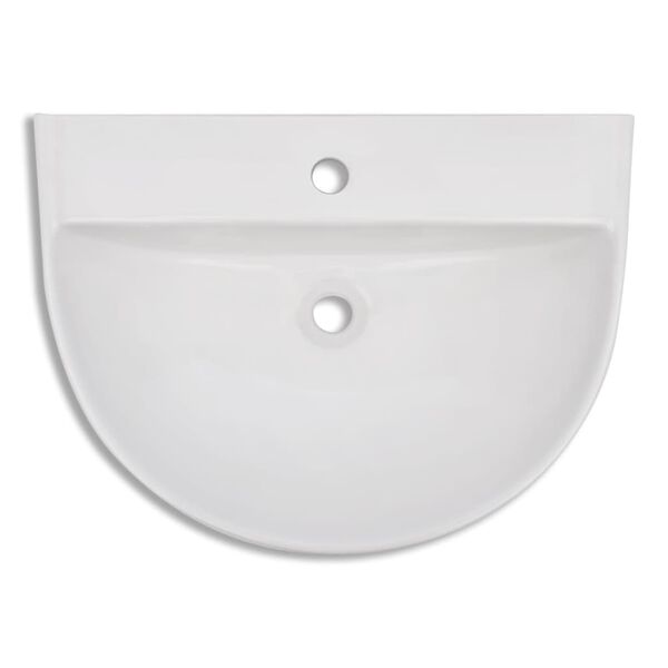 Luxury Ceramic Basin Half-circle with Faucet Hole 60 x 44 cm