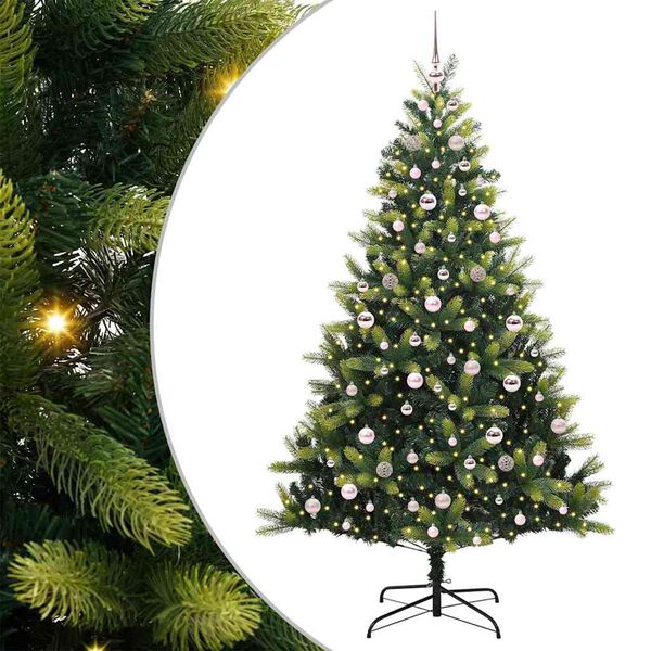 vidaXL Artificial Hinged Christmas Tree 300 LEDs Green 210 cm