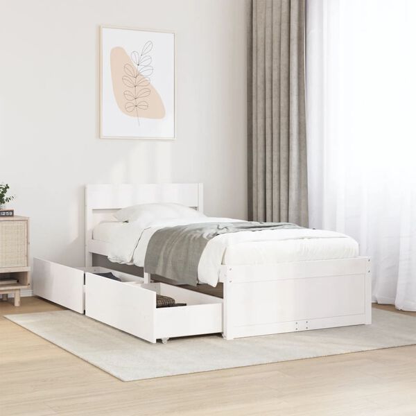 vidaXL Bed Frame without Mattress White 100x200 cm Solid Wood Pine