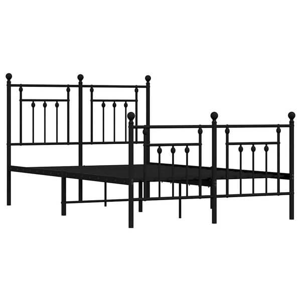 vidaXL Metal Bed Frame without Mattress with Footboard Black 120x190cm