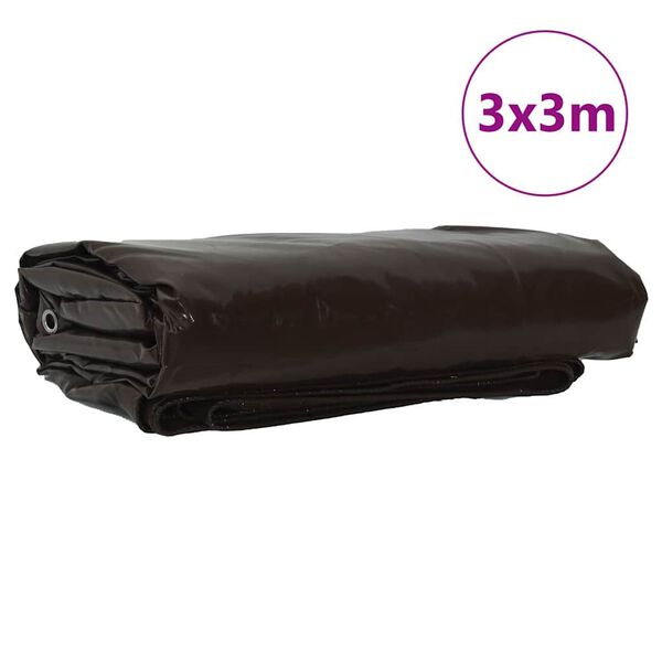 vidaXL Tarpaulin 650g / m&sup2; Brown 3 x 3 m Canvas with PVC Coating