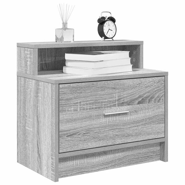vidaXL Bedside Cabinet with Drawer Grey Sonoma 51x31x47 cm