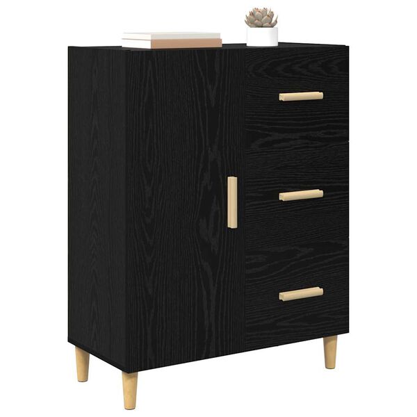 vidaXL Sideboard Black oak 34 x 69.5 x 90 cm Engineered wood