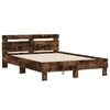 vidaXL Bed Frame with LED without Mattress Smoked Oak 120x200 cm