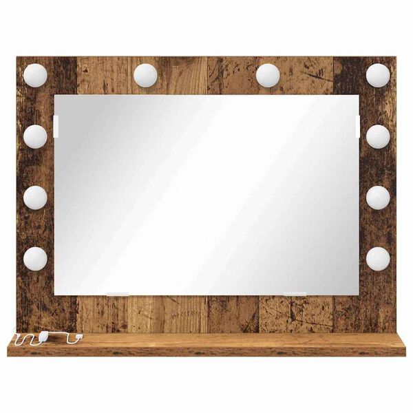 vidaXL Vanity Mirror with LED Strip Lights Old Wood 60 x 45 x 18 cm