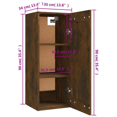 vidaXL Hanging Cabinet Smoked Oak 35x34x90 cm Engineered Wood