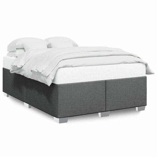 vidaXL Bed Frame without Mattress Dark Grey Double Fabric