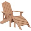 vidaXL Garden Adirondack Chair with Footstool & Table HDPE Brown