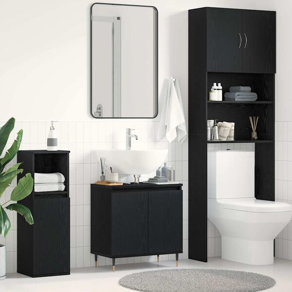 vidaXL Bathroom Sink Cabinet Black Oak 58 x 33 x 60 cm Engineered Wood