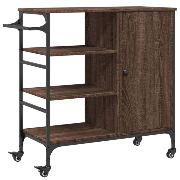 vidaXL Kitchen Trolley Brown Oak 87.5x38.5x84.5 cm Engineered Wood