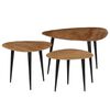 vidaXL Coffee Table | Set of 3 | Brown and Black | Solid Acacia Wood and Steel