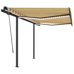 vidaXL Manual Retractable Awning with LED 3x2.5 m Yellow and White