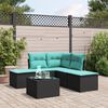 vidaXL 6 Piece Garden Sofa Set with Cushions Black Poly Rattan