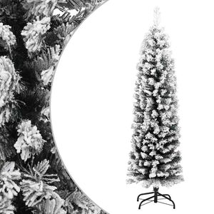 vidaXL Slim Artificial Christmas Tree with Flocked Snow Green 120 cm