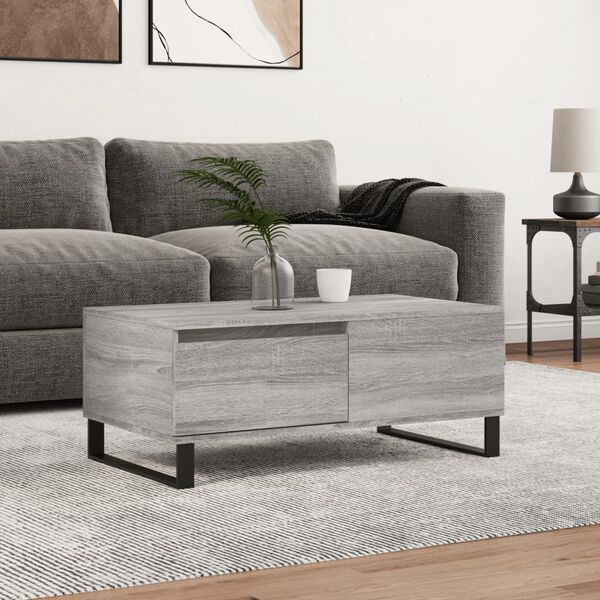 vidaXL Coffee Table Grey Sonoma 90x50x36.5 cm Engineered Wood