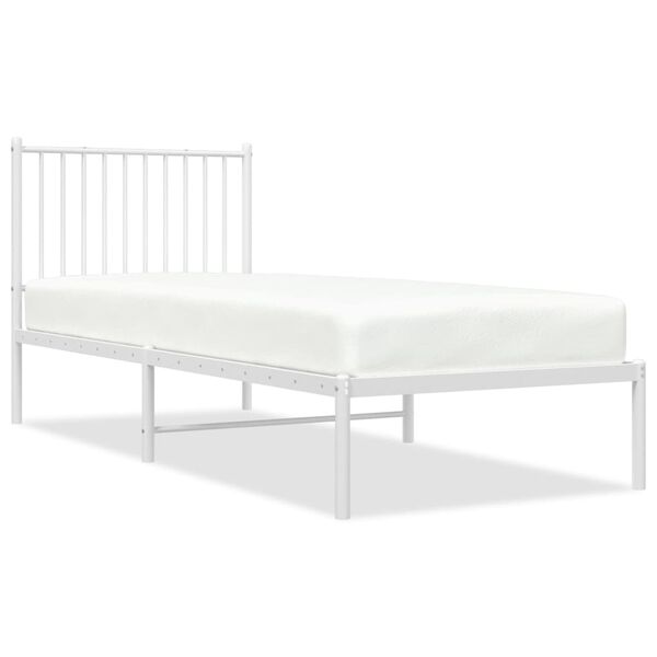 vidaXL Metal Bed Frame without Mattress with Headboard White 80x200cm