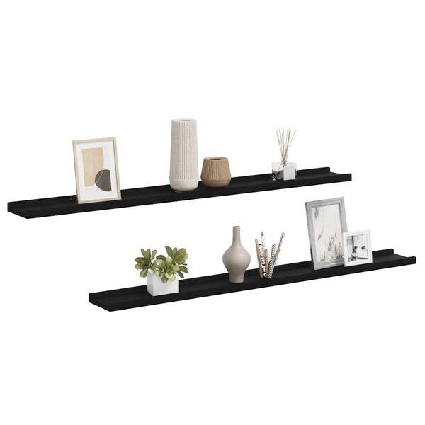 vidaXL Wall Shelves 2 pcs Black 100x9x3 cm