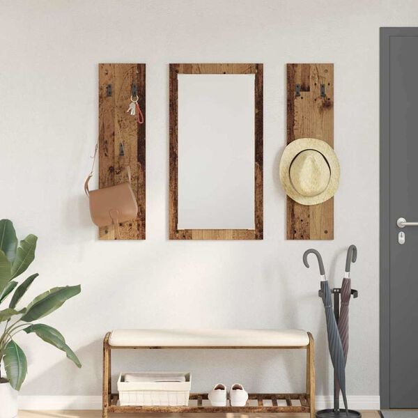 vidaXL Wall-Mounted Coat Rack Wall-mounted Old wood 96 x 1.5 x 90 cm