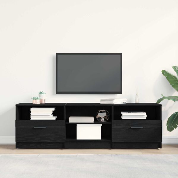 vidaXL TV Cabinet Black Oak 150 x 33.5 x 45 cm Engineered Wood