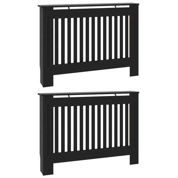 vidaXL Radiator Cover 2 pcs Black 112 x 19 x 81.5cm Engineered Wood