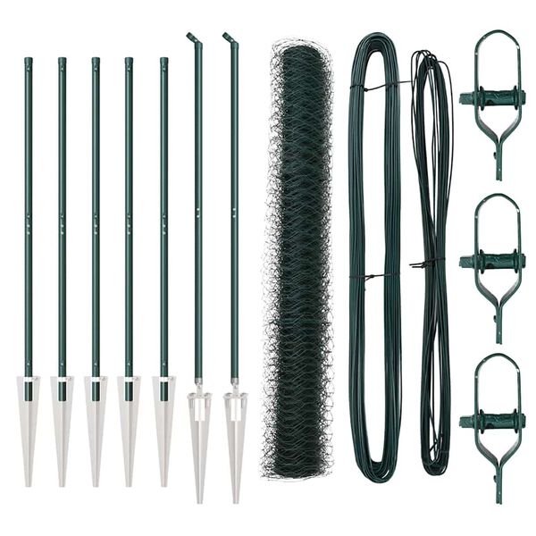 vidaXL Fence Post Green 10 x 1.2 m (50 mm mesh) Steel and PVC