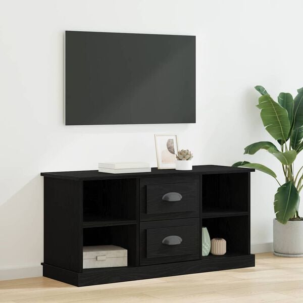 vidaXL TV Cabinet Black Oak 99.5 x 35.5 x 48 cm Engineered Wood