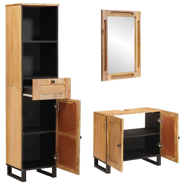 vidaXL Bathroom Sets with Drawer with Shelf Natural Solid Mango Wood