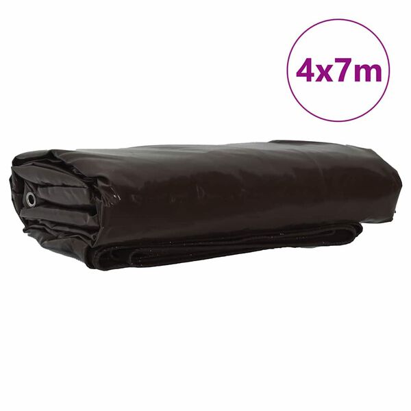 vidaXL Tarpaulin 650g / m&sup2; Brown 4 x 7 m Canvas with PVC Coating