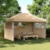 vidaXL Foldable Party Tent Pop-Up with 3 Sidewalls Beige