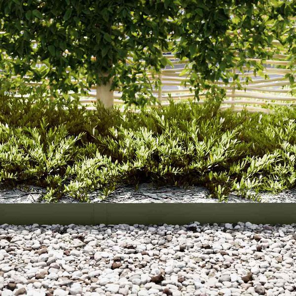 vidaXL Lawn Edging 50 pcs Olive Green 100 x 0.05 x 15 cm