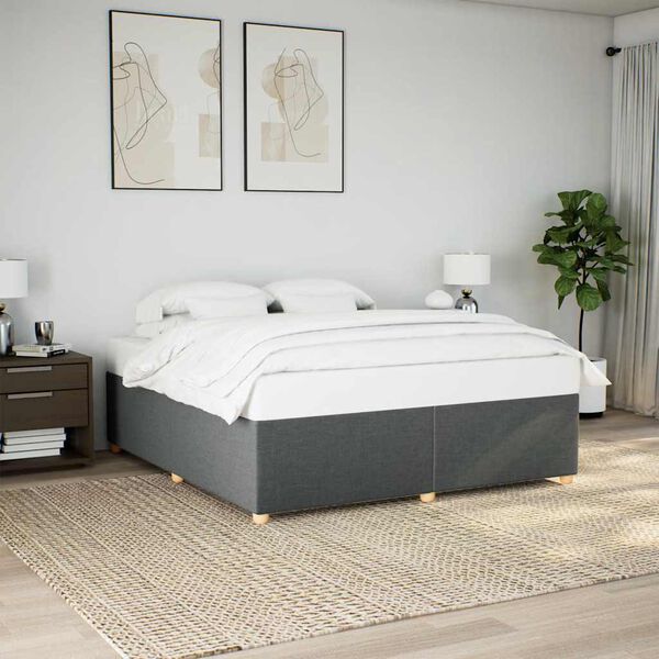 vidaXL Bed Frame without Mattress Dark Grey Super King Fabric