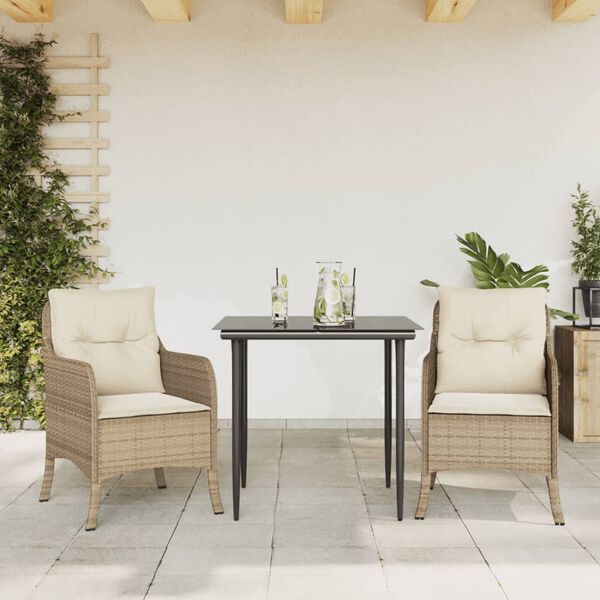 vidaXL 5 Piece Garden Dining Set with Cushions Beige Poly Rattan