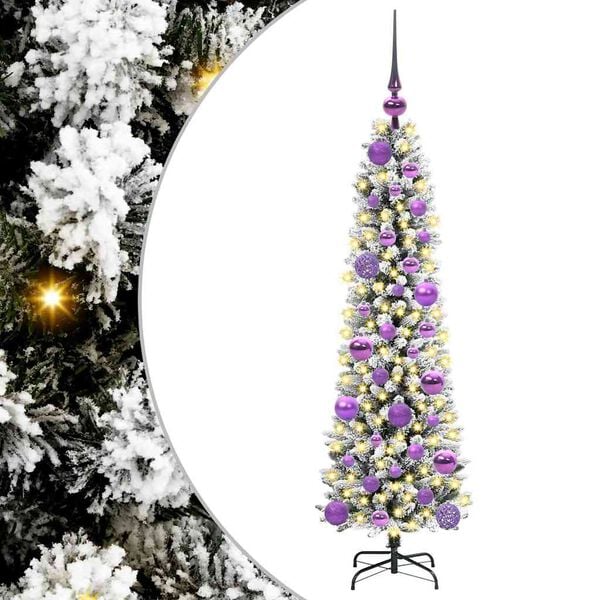 vidaXL Artificial Christmas Tree with 150 LEDs Green and white 120 cm