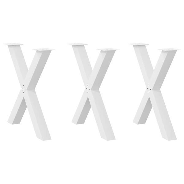 vidaXL Dining Table Legs X-Shaped 3 pcs White 80x(72-73) cm Steel