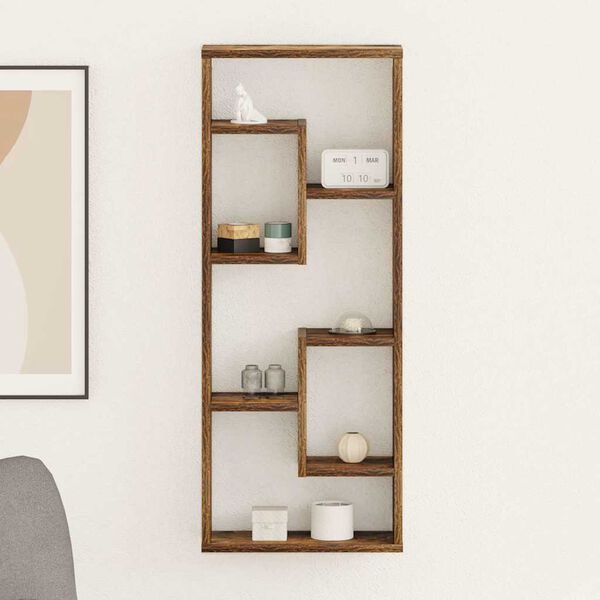 vidaXL Wall Shelf Smoked Oak 36x16x90 cm Engineered Wood