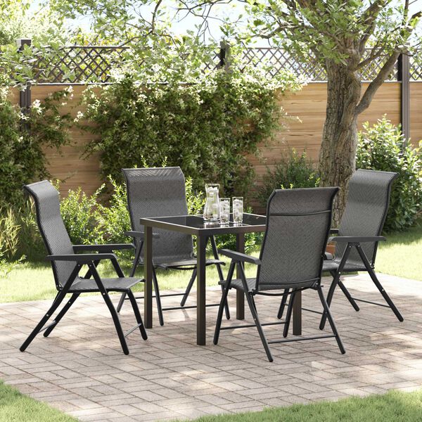 vidaXL Garden Dining Set 5 pcs Grey Powder-Coated Steel