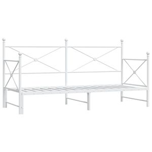 vidaXL Daybed with Trundle without Mattress White 90x190 cm Steel