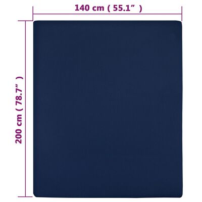 vidaXL Jersey Fitted Sheets 2 pcs Navy Blue 140x200 cm Cotton