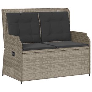 vidaXL Garden Bench with Cushion Light grey Poly rattan