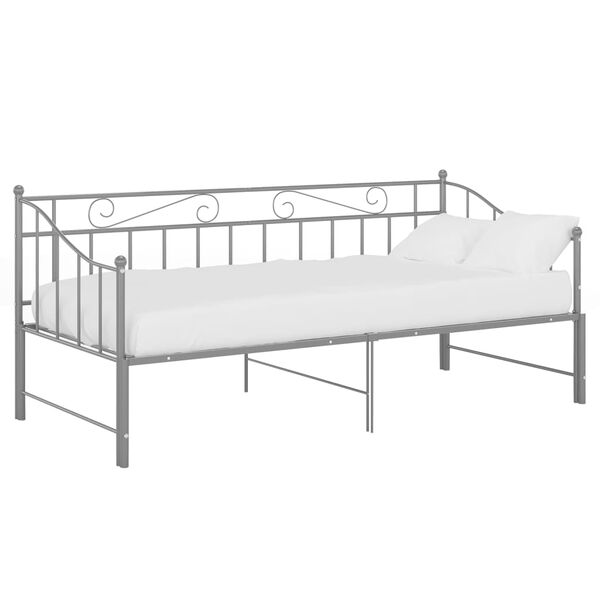vidaXL Pull-out Sofa Bed Frame without Mattress Grey Metal 90x200 cm