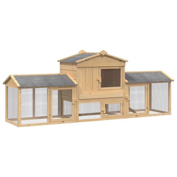 vidaXL Chicken Coop 3 pcs Brown Solid Pine Wood