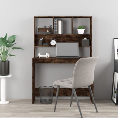 vidaXL Desk with Shelves Smoked Oak 102x45x148 cm Engineered Wood