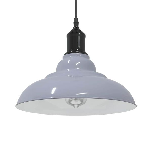 vidaXL Pendant Lamp Height Adjustable E27 Gloss Grey &Oslash; 31 cm Metal