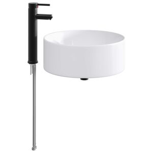 vidaXL Bathroom Sink with Faucet and Drain Matte Black