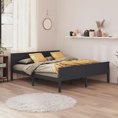 vidaXL Bed Frame Grey Solid Wood Pine 180x200 cm Super King
