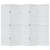 vidaXL Room Divider 5 Panels White Solid Wood Paulownia