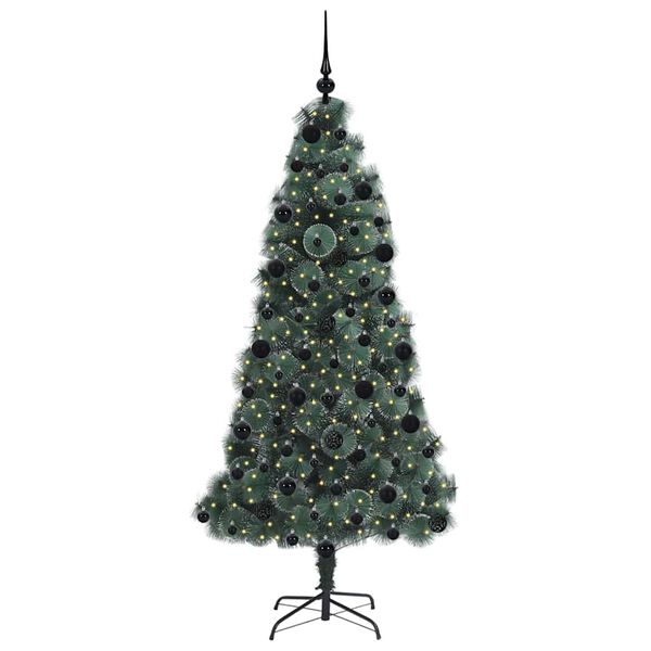vidaXL Artificial Pre-lit Christmas Tree with Ball Set Green 210 cm